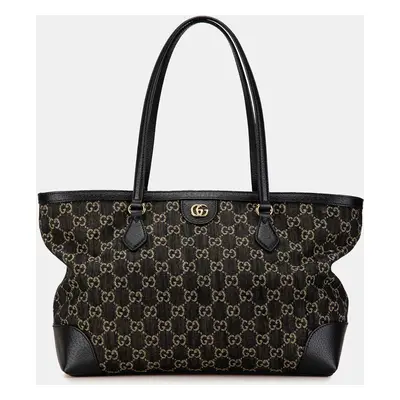 Gucci Medium GG Denim Ophidia Shopping Tote Bag