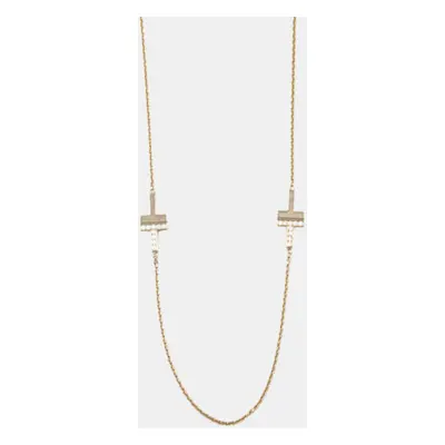 Tiffany & Co. 18K Rose Gold Diamond Tiffany T Station Necklace