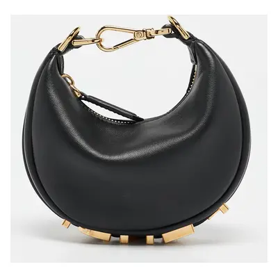 Fendi Black Leather Nano Fendigraphy Hobo