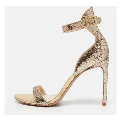 Sophia Webster Gold Glitter And Leather Nicole Ankle Strap Sandals Size