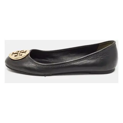 Tory Burch Black Leather Reva Ballet Flats Size 38.5