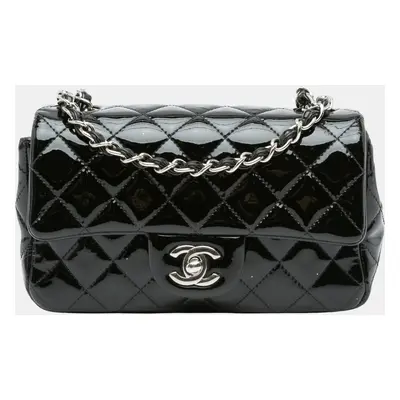 Chanel Black Mini Rectangular Classic Patent Single Flap