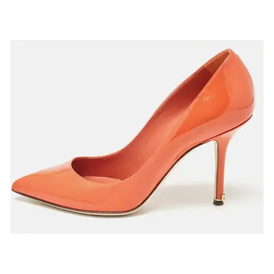 Dolce & Gabbana Orange Patent Leather Pointed Toe Pumps Size 36.5