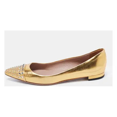 Gucci Gold Patent Leather Coline Ballet Flats Size