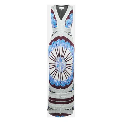 Emilio Pucci Multicolor Printed Jersey V-Neck Sleeveless Maxi Dress