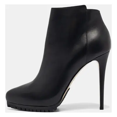 Le Silla Black Leather Pointed Toe Ankle Booties Size