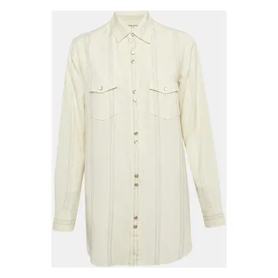 Saint Laurent Paris Cream Stripe Lurex and Cotton Blend Shirt