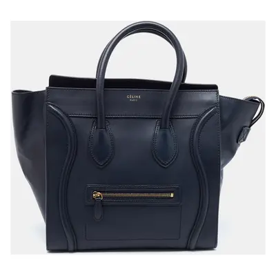 Celine Navy Blue Leather Mini Luggage Tote