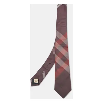 Burberry Burgundy Nova Check Silk Skinny Tie