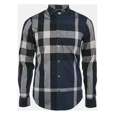 Burberry Brit Navy Blue Tartan Checks Cotton Button Down Shirt