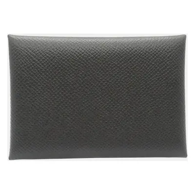 Hermes Calvi Duo Black Leather Card Case