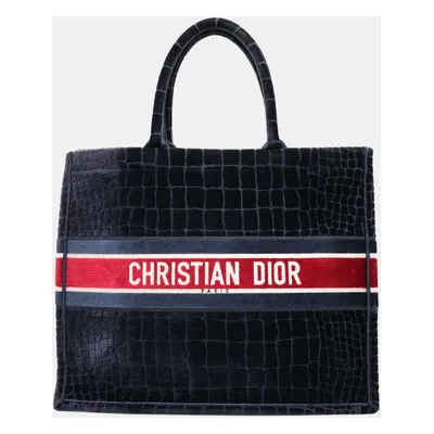 Dior Navy/Red Velvet Book Tote bag Size Large