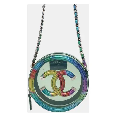 Chanel Coco Mark Cc Filigree Round Vinyl Chain Shoulder Bag