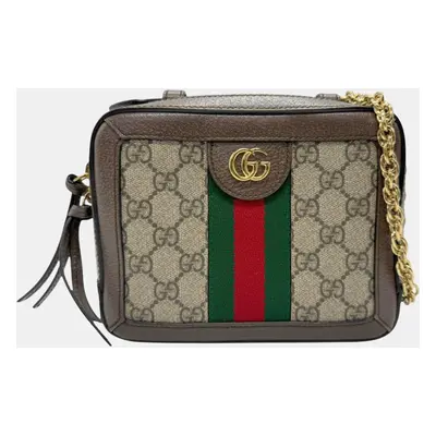 Gucci Brown Supreme Canvas Ophidia Gg Shoulder Bag