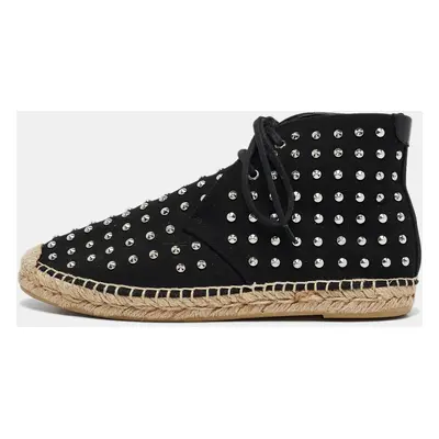 Saint Laurent Black Canvas Stud Embellished High Top Sneakers Size