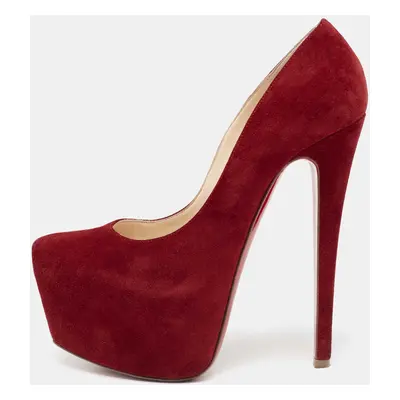 Christian Louboutin Deep Red Suede Daffodile Pumps Size 36.5