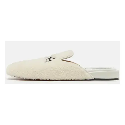 Christian Louboutin White Fur Coolito Donna Flat Mules Size 39.5