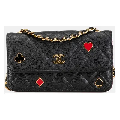 Chanel Black Leather Mini Matelasse Chain Shoulder Bag