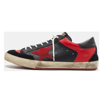 Golden Goose Black/Red Leather Superstar Low Top Sneakers Size