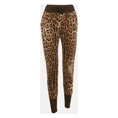 Dolce & Gabbana Brown Leopard Cotton Knit Joggers