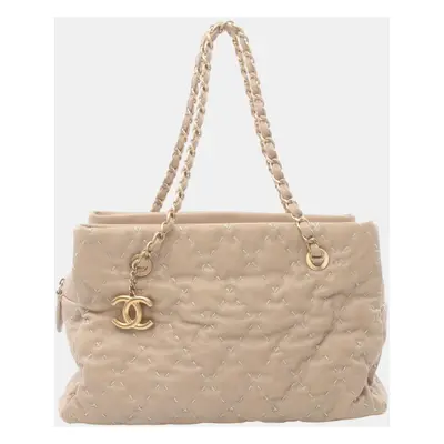 Chanel Leather Beige Wild Stitch Shoulder Bag