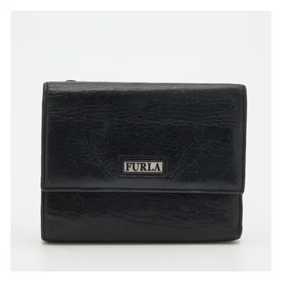 Furla Black Leather Trifold Wallet