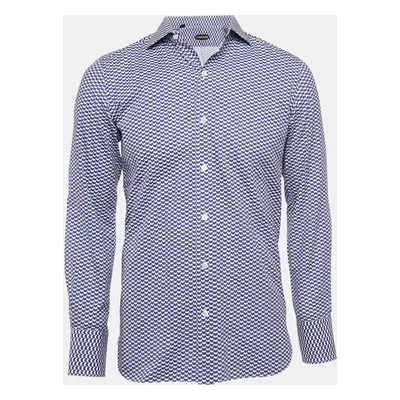 Tom Ford Blue Printed Cotton Long Sleeve Shirt