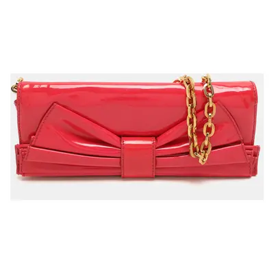 Valentino Pink Patent Leather Bow Chain Clutch