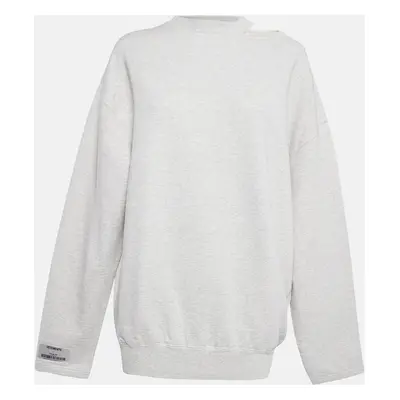 Vetements Grey Cotton Knit Open Shoulder Sweatshirt