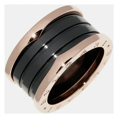 Bvlgari 18K Pink Gold Black Ceramic B.zero1 Band Ring EU