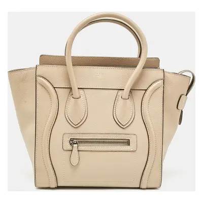 Celine Beige Leather Micro Luggage Tote