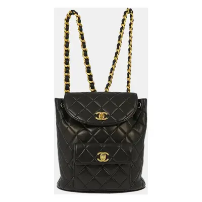 Chanel Black Lambskin Large Duma Backpack