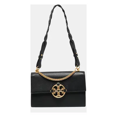 Tory Burch Black Leather and Suede Miller Shoulder Bag