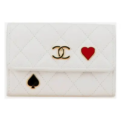 Chanel White Caviar Card Coin Case