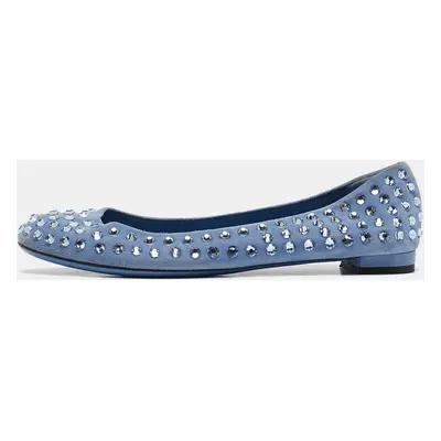 Gucci Blue Suede Crystal Studded Suede Ballet Flats Size