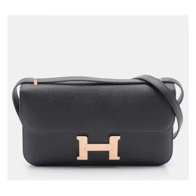 Hermes Black Leather Constance Elan Miroir Shoulder Bag