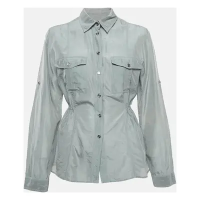 Burberry Grey Cotton Blend Pleated Shirt