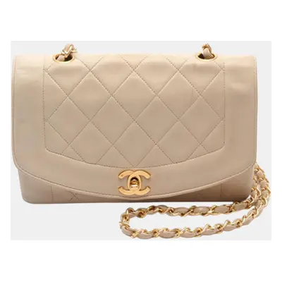 Chanel Beige Medium Lambskin Diana Flap