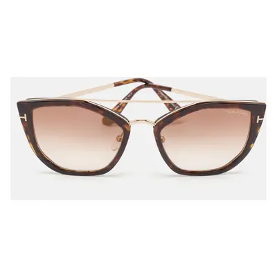 Tom Ford Tortoise Brown Gradient TF648 Dahlia Cat Eye Sunglasses