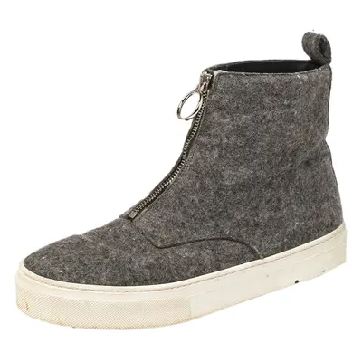 Celine Grey Wool Felt High Top Zip Up Sneaker Size