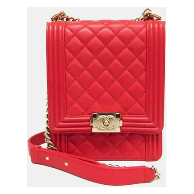 Chanel Red Boy Chanel Leather Shoulder Bag