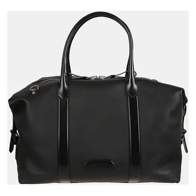 Tom Ford Black Calf Leather Logo Patch Zip Tote Bag