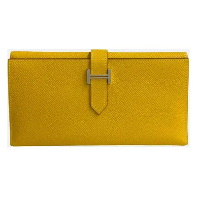 Hermes Yellow Leather Epsom Leather Bearn Wallet