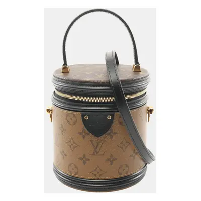 Louis Vuitton Brown Black Coated Canvas Leather Monogram Reverse Cannes Handbag