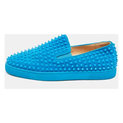 Christian Louboutin Blue Suede Roller Boat Sneakers Size