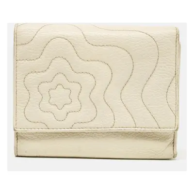 Montblanc White Leather Starisma Compact Trifold Wallet