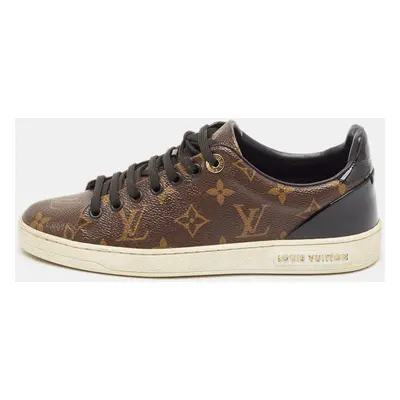 Louis Vuitton Brown/Black Monogram Canvas and Patent Leather Frontrow Sneakers Size