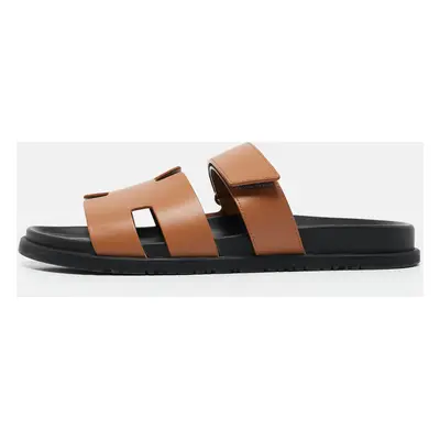 Hermes Brown Leather Chypre Sandals Size 45.5