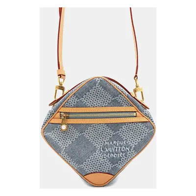 Louis Vuitton Blue Damier Denim 3D Cotton Chess Messenger Bag