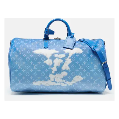 Louis Vuitton Blue Clouds Monogram Canvas Keepall Bandouliere Bag